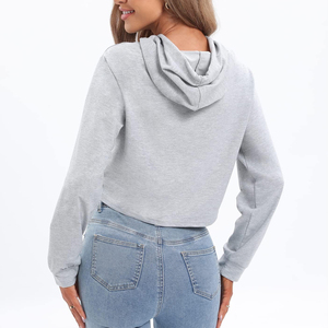 Fashionable <b>Patchwork</b> Long Sleeve Ladies Crop <b>Top</b> Hoodie Pullover Custom Women Hoodies Sweatshirts Wholesale - Product Image 6