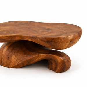 Table basse en bois vintage, style antique, bord brut, table centrale artisanale, meuble d'appoint pour salon - Product Image 1