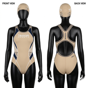 Premium 200 GSM polyester spandex swimwear uniform light <b>blue</b> navy side panel sublimation custom logo fit - Product Image 6