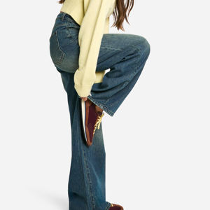 Pantalones de Mezclilla para Mujer, Estilo Holgado, 2025, de Alta Calidad, con Bordado Personalizado, 100% Algodón Premium - Product Image 2