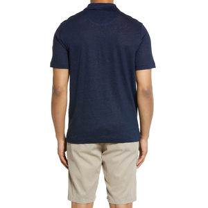 Polo Azul Marino para Hombre, Color Sólido, Tejido de Algodón, Informal, Verano, Manga Corta, con Cuello - Product Image 2