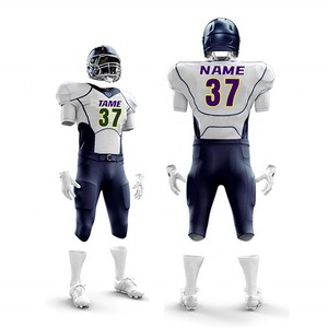 100% Polyester Men's American Football Uniform Short Sleeve Front Quick Dry Breathable Adjustable Strap Customized Team <b>Name</b> - Product Image 2