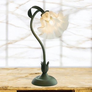 Modern Flower Shape Table <b>Lamp</b> With Plastic <b>Shade</b> And Green Stem For Indoor Lighting - Product Image 4