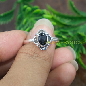 Bague en Onyx Noir Naturel, Pierre Précieuse, Argent Sterling 925, Cabochon Ovale, Faite à la Main, Bijoux pour Femmes et Hommes, Fournisseur en Gros pour Elle - Product Image 4