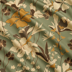 Tela floral acuarela para niñas, viscosa rayón premium, material de vestido suave y fresco, estampado digital turquesa orgánico. - Product Image 2