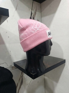Men's Pink Spiderweb <b>Beanie</b> Hat Knit Cuffed Winter Cap Unisex Streetwear <b>Skull</b> Cap Custom Logo Wholesale Fashion Accessory - Product Image 4