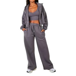 Conjunto Deportivo Casual de Primavera/Verano para Mujer, Camiseta de Manga Corta con Cuello Redondo, Pantalones Deportivos Anchos, Ropa para Correr, 100% Algodón - Product Image 1