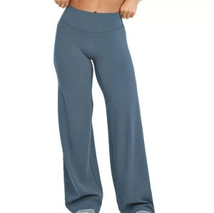 Women's Summer Maternity <b>Flared</b> High Waist Seamless Knitted Breathable Quick Dry Pink Sports Gym Fitness Yoga <b>Leggings</b> Pants - Product Image 4