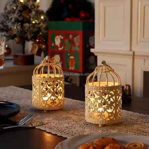 Photophore en métal pour cage à oiseaux Lanterne décorative vintage Centres de table de mariage - Product Image 4