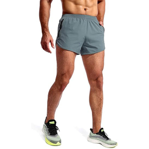 Pantalones Cortos Deportivos para Hombre, Color Gris Claro, Transpirables, para Entrenamiento, con Bolsillo con Cierre para Teléfono - Product Image 3
