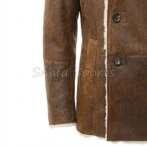 <b>Bomber</b> <b>Jacket</b> Real <b>Shearling</b> Genuine Leather <b>Jacket</b> for Men Classic Winter Coat Warm Fur Collar Heavy Duty <b>Jackets</b> - Product Image 5
