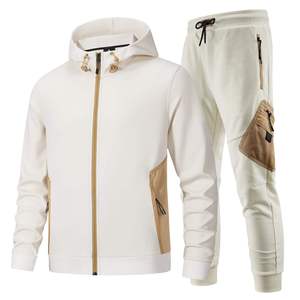 Ensemble jogging deux pièces pour homme, veste coupe-vent en coton à capuche style streetwear, polaire technique - Product Image 2