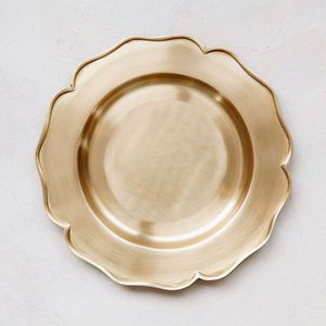 Plateau de service haut de gamme finition or, plateau rond en métal, vaisselle pour événements de mariage, centre de table pour banquets d'hôtel, présentoir, décoration pour la maison et l'hôtel - Product Image 1