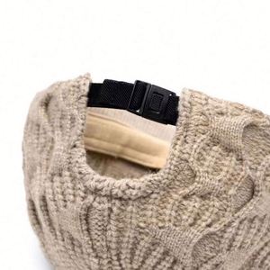 Gorro de Béisbol de Jacquard Cálido para Mujer, Otoño Invierno, Casual, Grueso, de Moda, Color Sólido, Tejido - Product Image 5