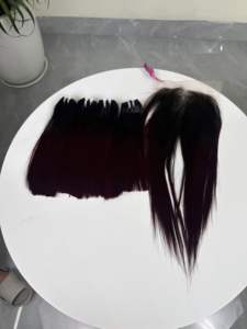 ผมต่อแบบเส้นตรงสีแดงไวน์ออมเบร ผมแท้เวอร์จินเวียดนามแบบ Double Drawn สีแดงไวน์ - Product Image 3