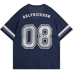 เสื้อฟุตบอลตาข่าย OEM คอวีทรงโอเวอร์ไซส์สไตล์เรโทร พิมพ์ลายดิจิตอลแบบซับลิเมชั่น พร้อมสกรีนโลโก้ ชื่อ และหมายเลขตามสั่ง - Product Image 2