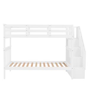 Letto a castello bianco a due piazze con contenitore e sponda di protezione per cameretta bambini/dormitorio (vecchio SKU LP000109AAK) - Product Image 4