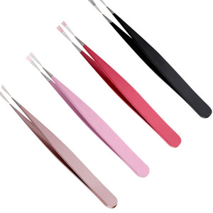 Nouveautés 2026 : Pince à épiler en acier pour extensions de cils, avec logo personnalisé imprimé, pour cils à pointe incurvée - Product Image 1