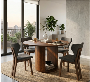 Table à manger ronde moderne en bois, table de dîner contemporaine pour la maison, l'hôtel, l'appartement - Product Image 6