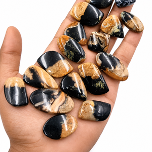 Cabujón de Ágata de Palma Natural de Alta Calidad, Corte Ovalado Marrón, Corte Pera |   Piedras Sueltas Pulimentadas para la Elaboración de Joyería - Product Image 1