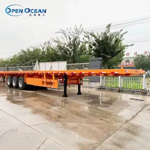 Extendable Detachable 3 Axles 45ft 40tons Heavy Transport Trailers Lockable Flatbed Truck Trailers For Cargo Shipping