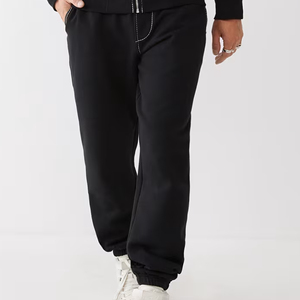 Pantalones Deportivos Negros de Algodón para Hombre, Cintura Elástica, Bolsillos Laterales, Joggers Casuales, Tejido de Punto Medio, Ropa de Otoño - Product Image 1