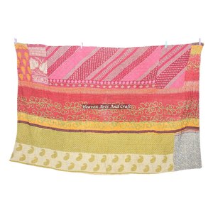 Reversible Cotton Quilted Indian Handmade Old Vintage Kantha Quilt <b>Bedspread</b> Vintage Quilts Blanket Throw Bengali Gudari Decor - Product Image 1
