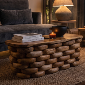 Table console ARTERRA Premium en teck artisanal écologique, design rustique moderne et durable, pour salon - Product Image 2