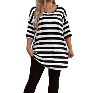 Camisetas Lisas a Rayas para Mujer al por Mayor, Camisetas de Alta Calidad 100% Algodón, Colección Hecha en Bangladés - Product Image 1