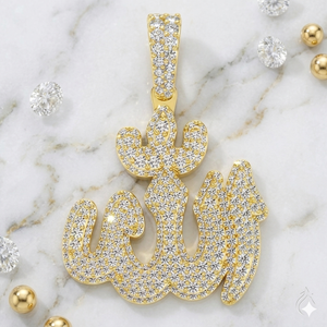 Unisex Iced Religious 925 Silver Rhodium Plated <b>Custom</b> Iced Islamic Arabic <b>Name</b> Hip Hop Lab Grown Diamond Fine Pendants Charms - Product Image 3