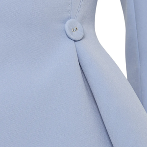 Blazer bleu clair pour femme, style double boutonnage avec détail peplum et pantalon assorti, idéal pour le bureau ou les tenues de sororité - Product Image 6