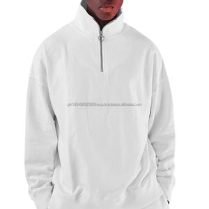 Col haut tissu éponge quart sweat-shirt zippé vêtements personnalisés logo hommes 14 sweats à capuche zippés - Product Image 1