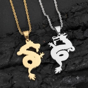 Collier Pendentif Cœur de Dragon Chinois Plaqué Or 18K Style Hip Hop Entièrement Pavé de Zircons Chaîne en Laiton Unisexe Cadeau Idéal pour Soirées - Product Image 2