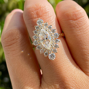 Anillo de compromiso de diamante marquesa para mujer, engaste de puntas, 4.30 quilates, cultivado en laboratorio, boda, 14k, eternidad, vermeil, regalo de fiesta/aniversario - Product Image 1