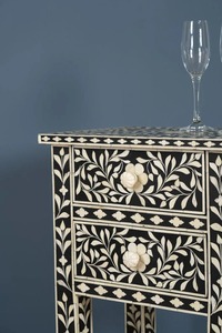 Mesa Consola Moderna de Ágata Negra con Incrustaciones, Hecha a Mano, Ecológica, Ligera, Desmontable, de Lujo, Clásica, con Forma Personalizable - Product Image 4