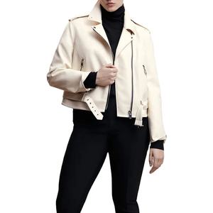 Premium <b>Belt</b> Waist High Quality Motorcycle PU Jacket Cropped Women's Leather Jackets Oem Design Cropped Leather Jackets - Product Image 4