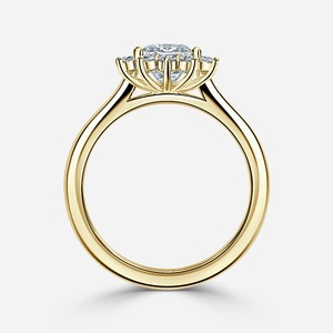 Anillo de Compromiso con Diamante Cultivado en Laboratorio de Corte Princesa de 5.5CT, Estilo Halo en Racimo, Oro Sólido de 14K, Diseño Floral para Boda - Product Image 1