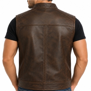 Custom Men's Leather <b>Vest</b> Vintage Leather Fabric Comfort Fit Custom Made Durable Design Motorcycle <b>Vest</b> Full Front Zipper <b>Vest</b> - Product Image 3