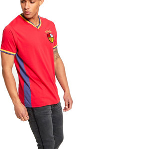 Camiseta Roja de Manga Corta con Cuello en V para Hombre, con Escudo de España y Ribete en Contraste, Corte Regular, Estilo Casual - Product Image 1