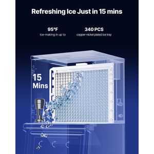 Macchina per il Ghiaccio Commerciale in Acciaio Inox da 26 Pollici, 800 Libbre/24h, Capacità di Stoccaggio 60kg, Autopulente, con Programmazione - Product Image 2
