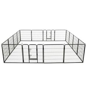 Corral Plegable Grande para Perros, de Acero con Recubrimiento de Polvo Negro, Puertas y Corrales para Mascotas - Product Image 1