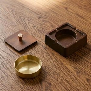 Cenicero de Lujo de Madera de Acacia con Tapa, Hecho a Mano, Rústico, Resistente al Calor, con Revestimiento Extraíble de Acero Inoxidable para el Hogar - Product Image 4