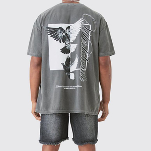 T-shirt homme en coton épais, coupe oversize et carrée, épaules tombantes, manches courtes, motif graphique, style streetwear décontracté - Product Image 4