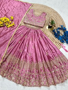 Girls Designer Lehenga Choli Set with Heavy Embroidery – Kids Party Wear Crop <b>Top</b> & Flared Skirt | Wedding & <b>Festive</b> - Product Image 5