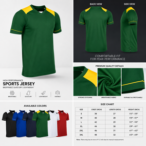 Unisex Adults Summer Green V Neck Short Sleeve Soccer Jersey Quick Dry 100% Polyester Color Blocked <b>Sport</b> <b>Apparel</b> Relaxed Fit - Product Image 6