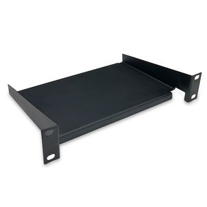 Étagère noire métallique fixe de qualité supérieure, la plus vendue, avec 2 points de fixation pour armoire réseau de 10 pouces et patch bay - Product Image 1