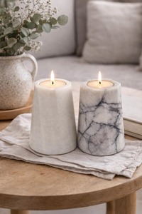 Luxury Marble <b>Square</b> <b>Candle</b> Set Handcrafted Natural Stone Cube Scented <b>Candles</b> For Elegant Home Decor And Gifting - Product Image 4