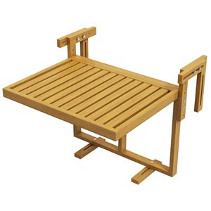Tavolo da Patio in Legno Naturale con Design Salvaspazio e Funzione di Regolazione dell'Altezza - Product Image 1