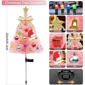 Set di 4 Decorazioni Natalizie Rosa per Esterni, 80 Luci LED Solari Multicolore Impermeabili per Albero di Natale - Product Image 3
