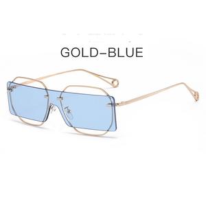 One Piece Solid Rectangular Sunglasses Sexy Polygonal Fashion Metal <b>Frame</b> Trendy Unisex Stylish - Product Image 5
